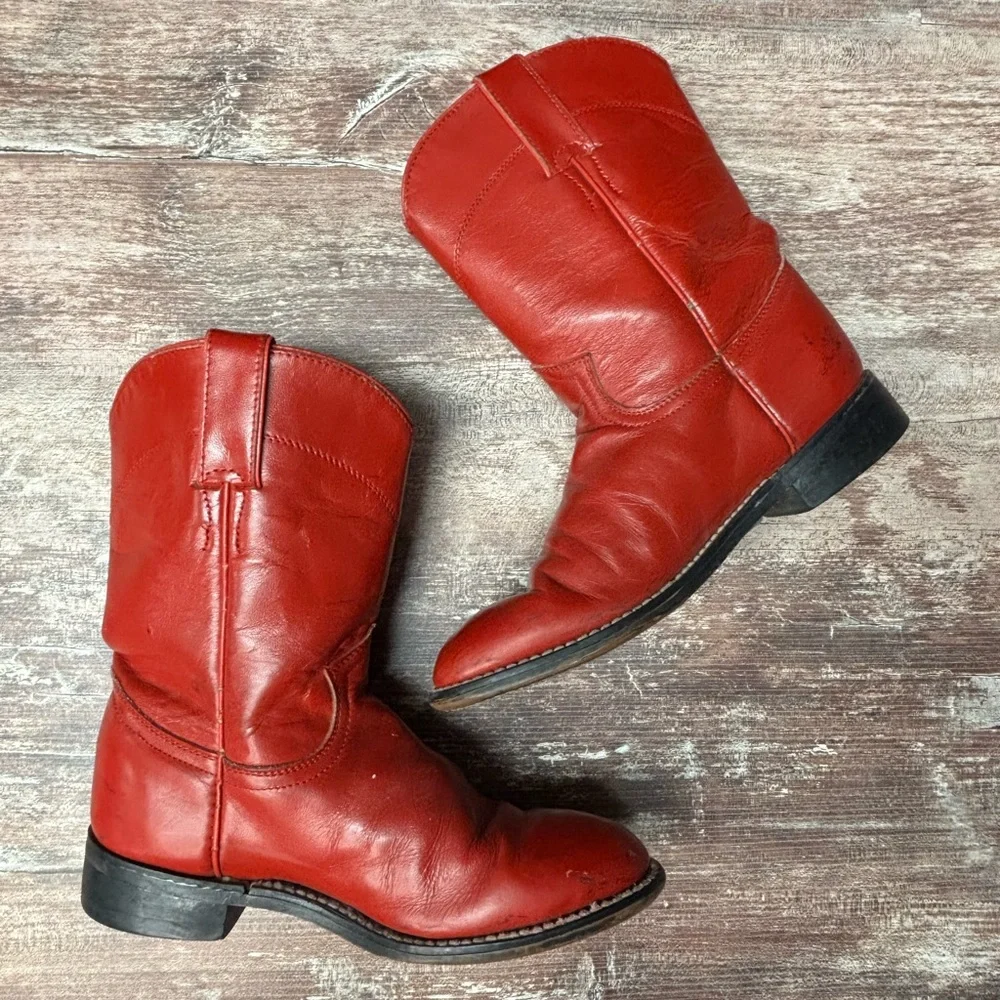 Justin Boots Kids Red Leather Cowboy Boots size 2 girls ❤️♥️